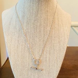 14K White Gold Toggle Bar Diamond Necklace